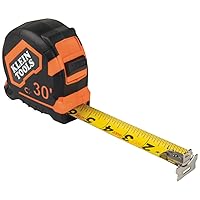 Klein Tools 9230 Tape Measure, Heavy-Duty Measuring Tape with 30-Foot Double-Hook Double-Sided Nylon Reinforced Blade, with Metal Belt Clip