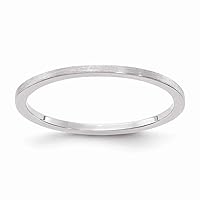 Solid 10K White Gold 1.2mm Flat Stackable Brushed Matte Finish Band Thin Wedding Anniversary Ring