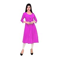 Indian Women's Long Dress Tunic Teal Color 3/4 Sleeve Maxi Dress Plus Size