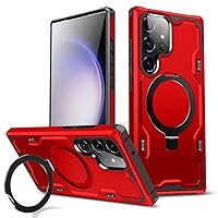 for Samsung Galaxy S23 Ultra Case, [Compatible with Magsafe] [Invisible Built in Stand & Ring Holder] MIL-Grade, Dual Layer Shockproof Full Protective Case for Galaxy S23 Ultra-Red