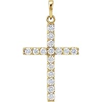 14k Yellow Gold 31.9x17.7mm 0.75 Dwt Polished Diamond Religious Faith Cross Pendant Necklace Jewelry Gifts for Women