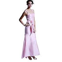 Women's Elegant Pearl Pink Mermaid Taffeta Scoop Neck Prom Dresses With Straps