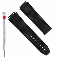 Ewatchparts 25MM RUBBER WATCH STRAP BAND CLASP COMPATIBLE WITH H HUBLOT BIG BANG + SCREWDRIVER BLACK