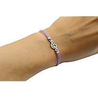 Treble clef bracelet, purple cord bracelet with a silver G Clef charm, music jewelry, musical note, music gift idea, silver treble clef