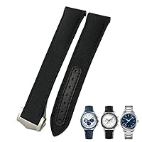 High Density Nylon Leather Watchband 20mm 21mm 19mm Fit For Omega Seamaster AQUA TERRA 150 GoodPlanet GMT Curved End Watch Strap