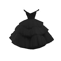 Women's Spaghetti Straps Tea-Length Cocktail Dress Sequin Tulle Off Shoulder Homecoming Ball Dress