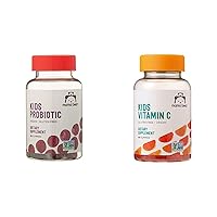 Amazon Brand - Mama Bear Vegan Probiotic, 60 Gummies, 1 Billion CFU per Gummy & Mama Bear Vegan Kids Vitamin C, 60 Gummies, 125 mg Vitamin C per Gummy