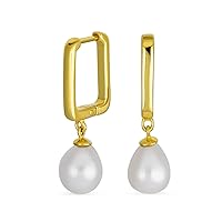 Simple Classic Bridal CZ Accent White Pear Shape Pink Black Ball Freshwater Cultured Pearl Teardrop Dangle Earrings For Women .925 Sterling Silver Lever back