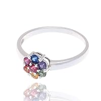 LGBT Rainbow Pride Collection Sterling Silver Rainbow Sapphire Gay and Lesbian Rings