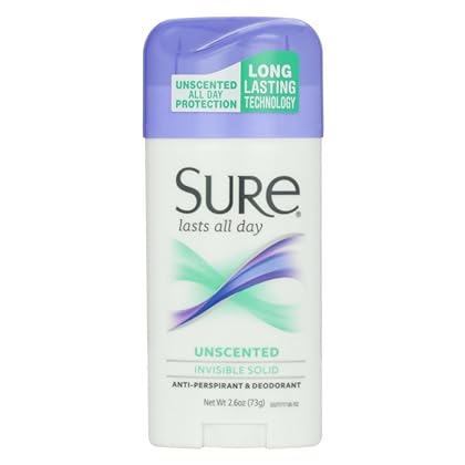 Sure Deodorant 2.6oz Invisible Solid Unscented (3 Pack)
