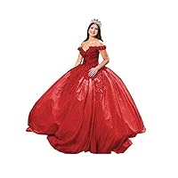 Glittery Sequin Fabric Off Shoulder Ball Gown Prom Wedding Quinceanera Dresses 2 Piece Detachable Cape 2024