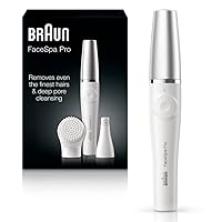 Braun Face Epilator Facespa Pro 910, Facial Hair Removal for Women, Hair Removal Device, Epilator for Women, 2 in 1 Epilating and Cleansing Brush