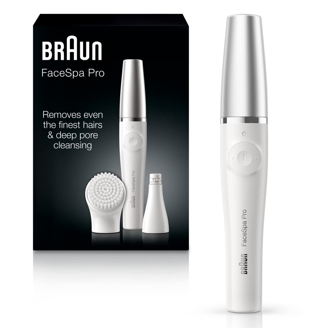 Braun Face Epilator Facespa Pro 910, Facial Hair Removal for Women, Hair Removal Device, Epilator for Women, 2 in 1 Epilating and Cleansing Brush