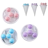 Laundry Ball Floating Pet Fur Lint Hair Catcher Household Reusable Washing Machine Floating Lint Mesh Bag Hair Filter Net Pouch 3 Pieces (Blue+Purple+Pink)