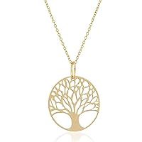 Adabele 1pc Authentic Sterling Silver Tree of Life Disk Immortality Growth Strength Wishbone Lucky Pendant Necklace Hypoallergenic Nickel Free Jewelry Women Girl Birthday Gift