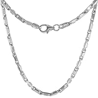 Sterling Silver Baht Chain Necklaces & Bracelets 2.5mm Beveled Edges Nickel Free Italy, sizes 7-30 inch