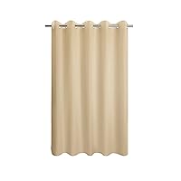 Fabric Shower Curtain No Hooks & Liner Needed - Soft Waterproof Shower Curtain Washable, Hotel Cloth Shower Curtain with Hooks Built-in, Beige, 71x74 Standard Size