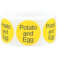 Potato and Egg Deli Labels 1 Inch Round Circle Dots 500 Total Stickers