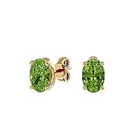 2/3 Carat Gemstone Elegant Oval Stud Earrings for Women in 14k Gold Push Back Birthstone Jewelry by VVS Gems