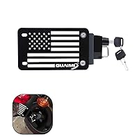 GUAIMI License Plate Helmet Security Lock with Mount Carved American Flag Right Side Anti-Theft Helmet Lock Universal Fit for Motorcycles with Flat Brackets-Black