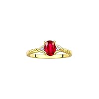 Yellow Gold Plated Silver Classic Birthstone Ring - 7X5MM Oval Gemstone & Diamonds - Women's Jewelry, Sizes 5-10