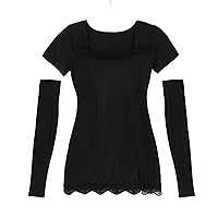Women's Summer Ruffle Mini Dress Sexy Square Neck Short Sleeves Party Cocktail Sheath Skirt