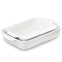 SIDUCAL Bakeware Set of 2, Ceramic Baking Dish for Oven, Baking Pans Set for Cooking, Cake Dinner, Kitchen -White
