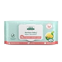 Aleva Naturals Bamboo Baby Sensitive Wipes, Unscented, Extra Strong and Ultra Soft, Natural and Organic Ingredients, Certified Vegan, 72 Count, Pack of 6