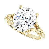Moissanite Solitaire Engagement Ring, 3ct Colorless Stone, 925 Sterling Silver with 18K Gold Band