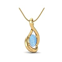 Dainty Oval Minimalist Solitaire Larimar Pendant Necklace 925 Sterling Silver Oval Shape 5x3mm