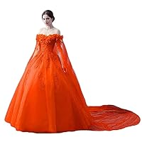 LSJY Women's Luxurious Off The Shoulder Quinceanera Dresses 3D Floral Prom Dress Detachable Shawl Ball Gown Formal Dress