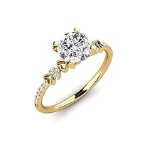 14K White Gold Plated Triple Heart Promise Engagement Ring 0.13 Cts Sim Diamond