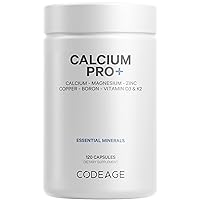 Codeage Calcium 500mg Supplement + Magnesium Zinc Copper Boron - Elemental Calcium Vitamin D3 Vitamin K2 - Bones Teeth Immune System Support Pills - 2-Month Supply- Vegan, Non-GMO - 120 Capsules