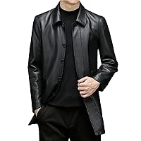 Chic Genuine Leather Coat Men Clothing Winter Thick Warm Jacket Casual Large Size Trench