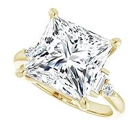 Moissanite Princess Cut Pave Engagement Ring, 6 CT, 10k-18k White Gold, Rose Gold, Yellow Gold, Engraving Included