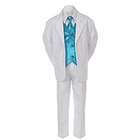 7pc Turquoise Vest Necktie Boy Baby Toddler Kid White Formal Suit Tuxedo S-20