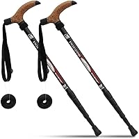 Aluminum Alloy Quick Lock Trekking Pole Anti-Shock Walking Stick Adjustable Cane Crutch for Mountains Trekking Hiking,Ultralight Collapsible with Cork Grips Tungsten Tips