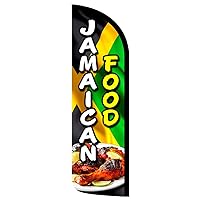 Jamaican Food Premium Windless Polyknit Feather Flag (3 x 11.5 feet)