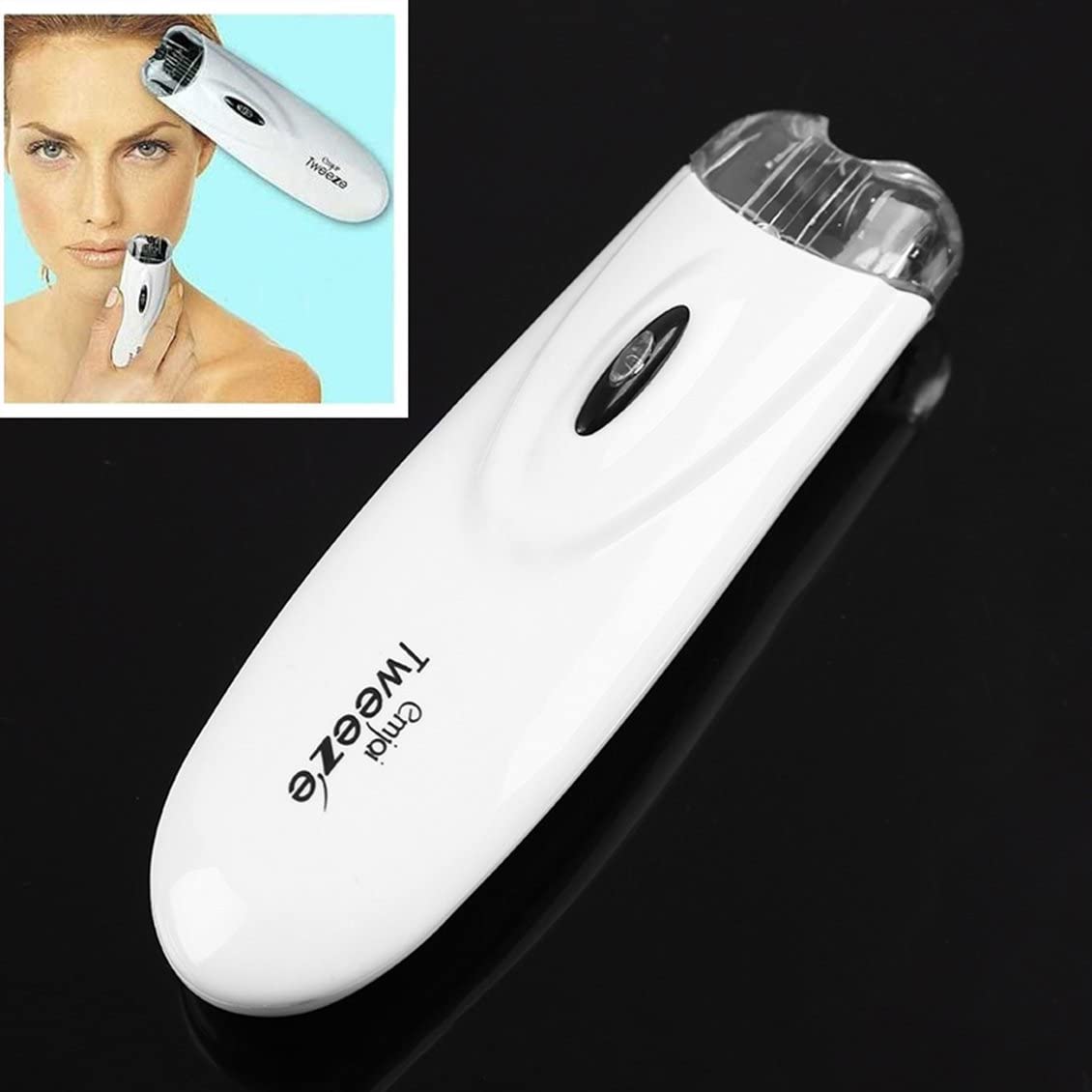 Qiningxia Tweezers Facial Hair r Epilator Easy No Pain Electric Hair Trimming, White & Black, Medium