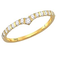 The Diamond Deal 10kt Yellow Gold Womens Round Diamond Chevron Stackable Band Ring 1/4 Cttw