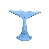 Handcrafted Nautical Decor Rustic Light Blue Cast Iron Decorative Whale Tail Hook 5