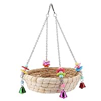 Straw Woven Bird Nest Hanging Parrot Bed Large Bird Swing Toy with Bell Cage Accessories pet Toy