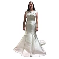 Lace Satin Corset Mermaid Bridal Ball Gown Train Open Back Beading Wedding Dresses for Bride 2023 Plus Size