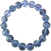 Natural Topaz Blue Crystal Bracelet Clear Round Beads 10.5mm Woman Men Reiki Stretch GenuineA 7