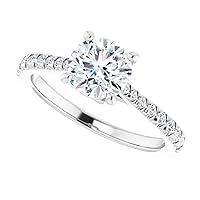 JEWELERYIUM Excellent Round Cut 1 Carat, Moissanite Wedding, Wedding/Bridal Rings, Solitaire Halo, Proposal Ring, VVS1 Clarity, Jewelry Gift for Women/Her