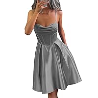 Spaghetti Strap Homecoming Dress for Teens Sweetheart Satin Short Prom Gown A Line Formal Mini Party Gown KN1276