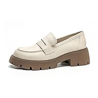 Platform Boots,Women's Lug Sole Platform Block Heel Loafers Shoes Non-Slip Breathable