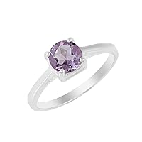 Amethyst Birthstone 925 Sterling Silver Solitaire Ring Costume Stylish Unique Fashion Jewelry For Her