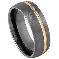 8mm Men Wedding Tungsten Ring 2 Tone Classic Dome Personalized Tungsten Ring Comfort Fit TCR819