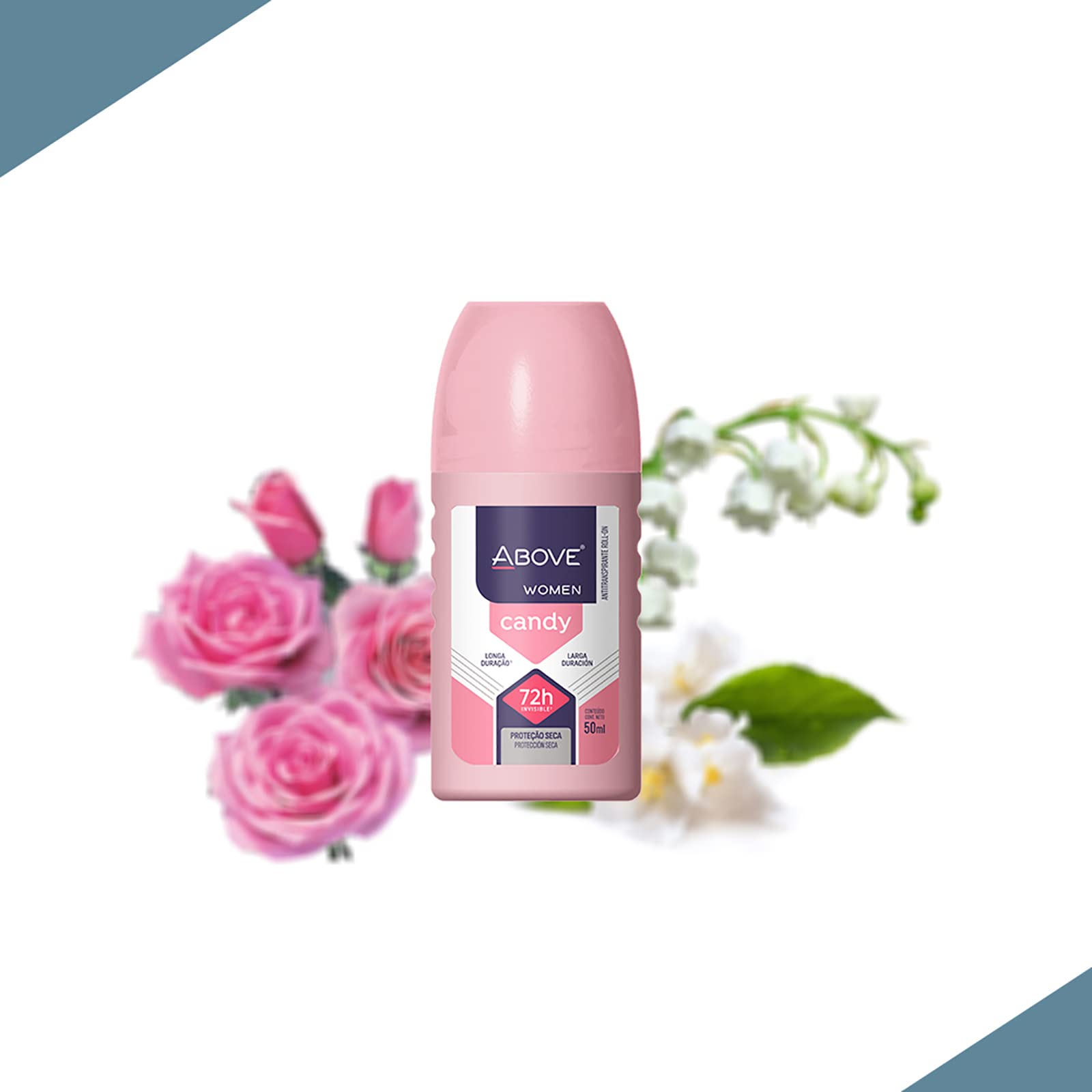 ABOVE Candy- 72 Hour Classic Antiperspirant Roll-On Deodorant for Women - Sensual Floral Fragrance - Protects Against Sweat and Body Odor - Lime and Apricot Notes - Alcohol Free - 1.7 oz